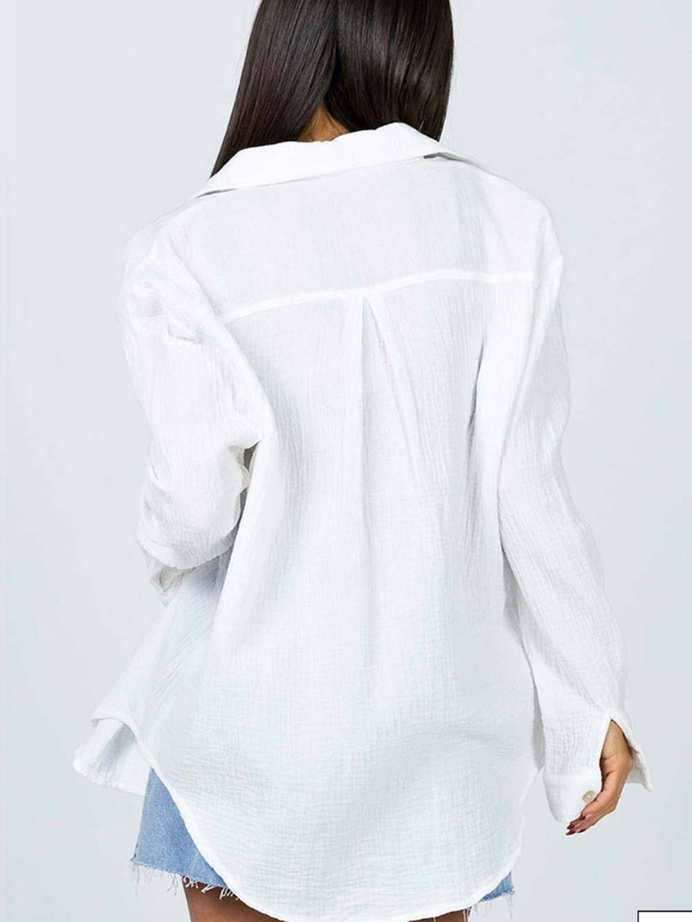 Princess Polly Mahalia White Cotton Button Up Shirt Size 8 Coastal Clean Girl - Picture 3 of 16